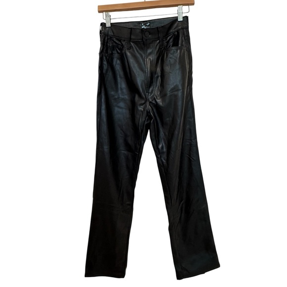 L1. MOTHER Rider Ankle Faux-Leather Black Fleece Lined Pants - Picture 2 of 11